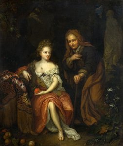 Vertumnus a Pomona od Caspar (follower of) Netscher