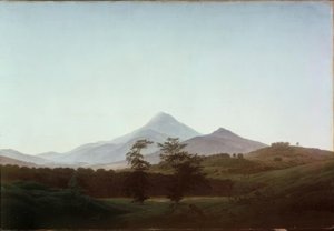 Česká krajina s velkým a malým Milleschaue od Caspar David Friedrich