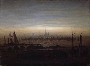 Greifswald v měsíčním světle od Caspar David Friedrich