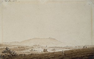 Krajina v Čechách s výhledem na horu Jeschken, 1803 (pero & inkoust na papíře) od Caspar David Friedrich