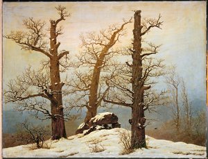 Megalitická mohyla na sněhu (olej na plátně) od Caspar David Friedrich