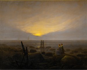 Měsíc stoupá nad moře od Caspar David Friedrich