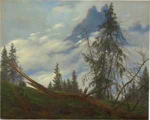 Horský vrchol s plujícími mraky od Caspar David Friedrich