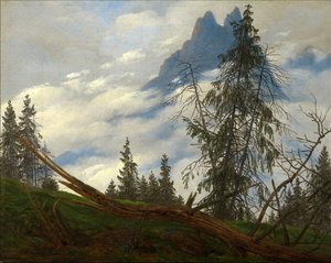 Vrchol hory s unášenými mraky od Caspar David Friedrich