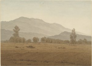 Novoluní nad pohořím Riesengebirge od Caspar David Friedrich