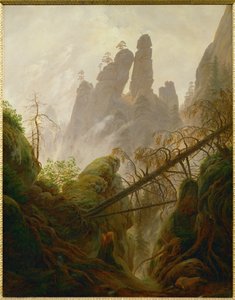 Skalnatá krajina v Elbsandsteingebirge (malba na plátně) od Caspar David Friedrich