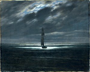 Kus moře za svitu měsíce (olej na plátně) od Caspar David Friedrich