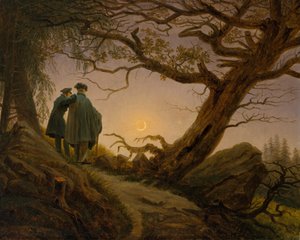 Dva muži uvažující o Měsíci, ca. 1825-30. od Caspar David Friedrich