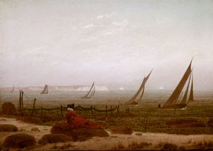 Žena na pláži na Rujáně od Caspar David Friedrich