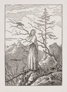 Žena s havranem u propasti od Caspar David Friedrich