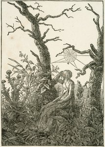 Žena s pavučinou mezi holými stromy od Caspar David Friedrich