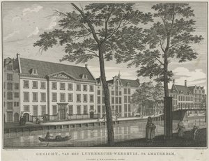 Pohled na luteránský sirotčinec v Amsterdamu Pohled na sirotčinec Luthersche v Amsterdamu (název na objektu)