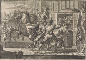 Útok na Nicolau Monteiro, převora Cedofeita, v ulicích Říma od Caspar Luyken (attributed to)
