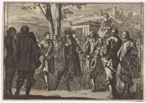 Anglický král Karel I. je zajat anglickými vojáky, 1647