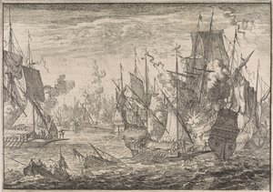 Námořní bitva mezi tureckými válečnými loděmi a galérami maltézských rytířů, 1644