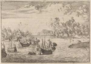 Bombardování Dieppe, 1694 od Caspar Luyken
