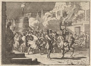 Radost v Paříži při falešné zprávě o smrti Viléma III. v bitvě u Boyne, 1690 od Caspar Luyken