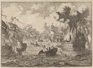 Námořní bitva u Cape La Hogue, 1692 od Caspar Luyken