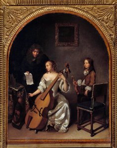 Lekce basové violy Malba Gasparda Netschera (1639-1684) 17. století Sun. 0,45x0,35m