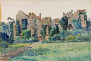 Compton Castle, Devonshire, Anglie, 1928.