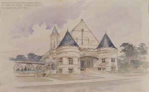 Předběžná studie budovy zbrojnice pro školu Shattuck, Faribault, Minnesota od Cass Gilbert