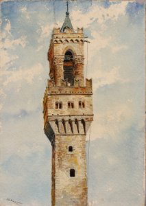 Věž Palazzo Vecchio, Florencie, Itálie, 1880.