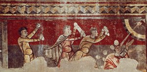 Kamenování svatého Štěpána, cca 1100 (freska přenesená na plátno) od Catalan School