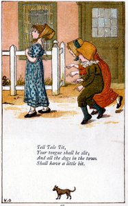Ilustrace k filmu „Tell tale ttyour tounge should be cut“, Kate Greenaway 1846-1901