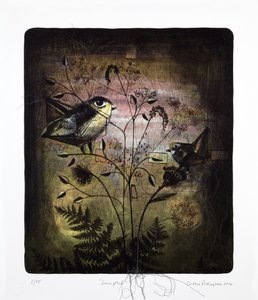 Sampler, 2016 (mokulitová litografie s ručním kolorováním) od Cathie Pilkington