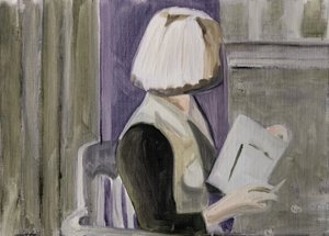 26.03.20 vytrvale se ji snažil přesvědčit, aby s ním šla na rande, 2020 (olej na papíře) od Cathy Lomax