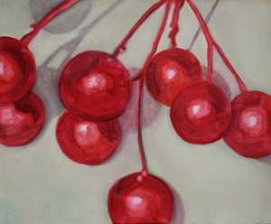 Třešně, 2013 (olej na papíře) od Cathy Lomax