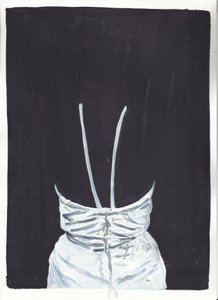 Dívka nahoře 1, zadní strana, 2012 (olej a akryl na papíře) od Cathy Lomax
