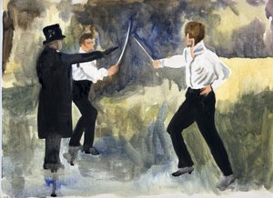 Zápletka (Paříž 1961), 2011 (olej na papíře) od Cathy Lomax