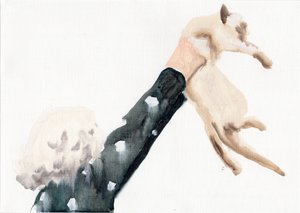 Vzali si kotě zpátky..., 2016 (olej na papíře) od Cathy Lomax