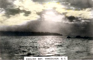 Západ slunce nad English Bay, Vancouver, Britská Kolumbie, Kanada, c1920.