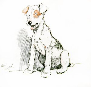 Anděl v domě (křída na papíře) od Cecil Charles Windsor Aldin