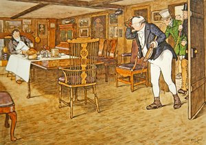 "U stolu seděl pan Tupman a vypadal tak nepodobný muži, který opustil tento svět." od Cecil Charles Windsor Aldin