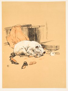 Zklamání z toho, že jsme nenašli čokolády, z Gay Dog, Příběh bláznivého roku Aldin, Cecil Charles Windsor (1870-1935), publikoval William Heineman, 1905. 1. vydání, ilustrace, křída a C od Cecil Charles Windsor Aldin