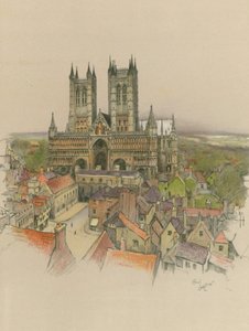 Lincolnská katedrála od Cecil Charles Windsor Aldin