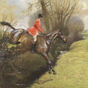 Podplukovník Ted Lyon Jumping a Hedge (pastel na papíře) od Cecil Charles Windsor Aldin