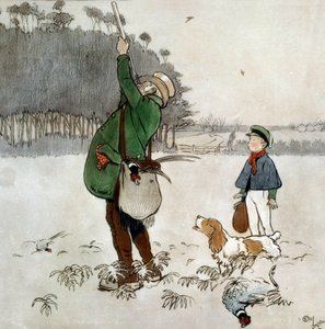 The Fighter Shooting Ducks Watercolor od Cecila Aldina (1870-1935) Soukromá sbírka z 19. století od Cecil Charles Windsor Aldin
