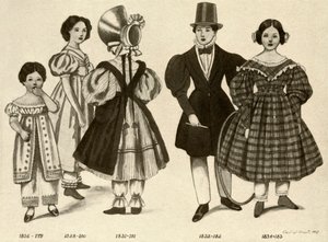 Dětské oblečení z let 1820-1840, 1907, 1937.