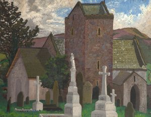 Kostel Llangennith, Jižní Wales, kolem roku 1930 (olej na plátně) od Cedric Morris