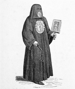 Člen Bratrstva smrti, po dřevorytu, který opsal Cristoforo Guerra v „De the ancient and modern of different parts of the world“, publikoval Benátky od Cesare (after) Vecellio