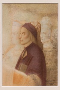 Dantův portrét, Cesare Mussini, kolem roku 1844 (akvarel na kartonu) od Cesare Mussini