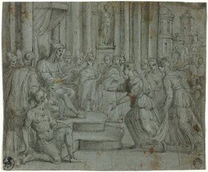 Šalamoun přijímá královnu ze Sáby od Cesare Rossetti