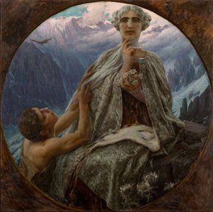 Vrchol hory. Ledová královna - vrchol hory. Ledová královna od Saccaggiho, Cesare (1868-1934). Olej na plátně, rozměr: D 140