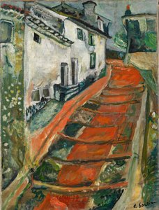 Červené schodiště v Cagnes Red Steps v Cagnes, cca 1923.