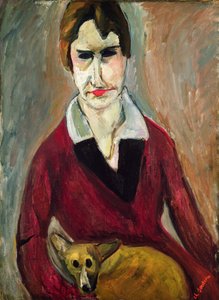 Žena se psem, cca 1917-18 (olej na plátně) od Chaim Soutine