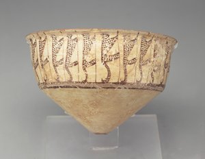 Kónická mísa s leopardím vzorem, 3500-3000 př.nl (žlutohnědá kamenina) od Chalcolithic